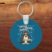 Grappige Kat Kerstlied Meme Merch Kerstman Hoed Ki Sleutelhanger (Voorkant)