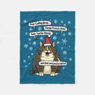 Grappige Kat Kerstlied Meme Merch Santa Hoed Kit Fleece Deken