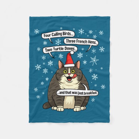 Grappige Kat Kerstlied Meme Merch Santa Hoed Kit Fleece Deken (Voorkant)
