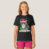 Grappige kat Kerstman Hoed Vrolijke kerstboom Lich T-shirt (Voorkant volledig)