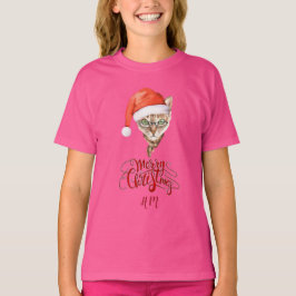 Grappige Kat Kerstman Winter Vrolijk Kerstfeest T-shirt