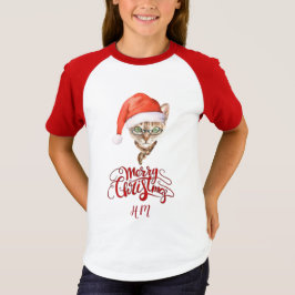 Grappige Kat Kerstman Winter Vrolijk Kerstfeest T-shirt