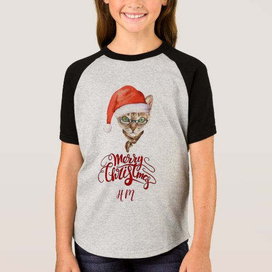 Grappige Kat Kerstman Winter Vrolijk Kerstfeest T-shirt (Voorkant)