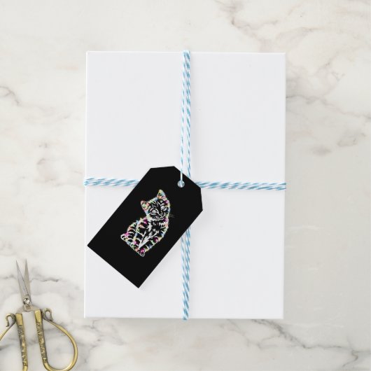 Grappige Kat Kerstverlichting Kat Liefhebber Kat K Cadeaulabel (Met Touw)