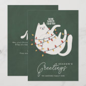 Grappige Kat Kerstverlichting Seizoen Groeten Feestdagenkaart (Voorkant / Achterkant)