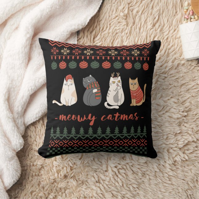 Grappige Kat Kerstwoordspeling - Kat Kerstmis Kussen (Deken)