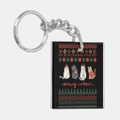 Grappige Kat Kerstwoordspeling - Kat Kerstmis Sleutelhanger (Voorkant Links)