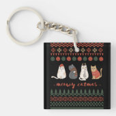 Grappige Kat Kerstwoordspeling - Kat Kerstmis Sleutelhanger (Voorkant)