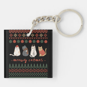Grappige Kat Kerstwoordspeling - Kat Kerstmis Sleutelhanger