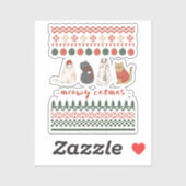 Grappige Kat Kerstwoordspeling - Kat Kerstmis Sticker (Vel)