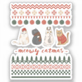 Grappige Kat Kerstwoordspeling - Kat Kerstmis Sticker (Voorkant)