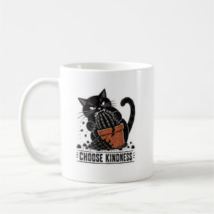 Grappige Kat Kies Vriendelijkheid Linocut Meme Koffiemok