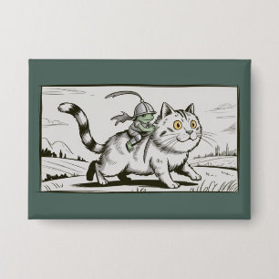 Grappige Kat Kikker Meme Middeleeuws Vintage  Button