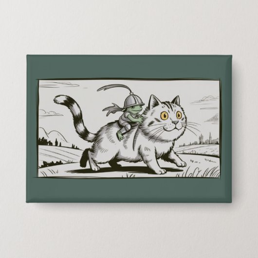 Grappige Kat Kikker Meme Middeleeuws Vintage  Button (Voorkant)