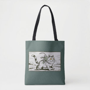 Grappige Kat Kikker Meme Middeleeuwse Vintage Tote Bag