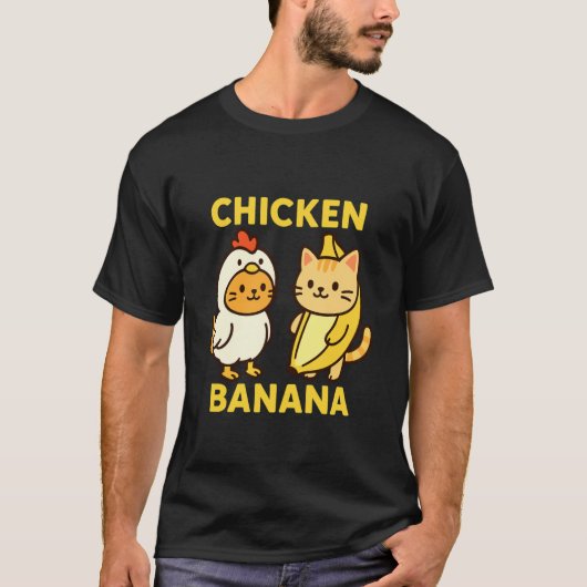 Grappige Kat Kip Banaan T-shirt (Voorkant)