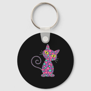 Grappige kat kitten liefhebbers polka dot happy do sleutelhanger
