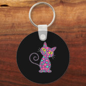 Grappige kat kitten liefhebbers polka dot happy do sleutelhanger (Voorkant)