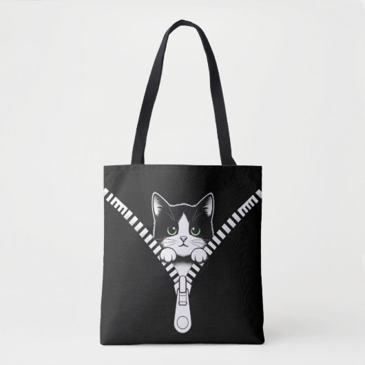 Grappige kat kitten piek tote bag (Voorkant)