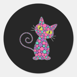 Grappige Kat Kittens Liefhebbers Stippen Gelukkige Ronde Sticker