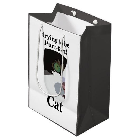 Grappige kat kitty huisdier medium cadeauzakje (Voorkant Gekanteld)