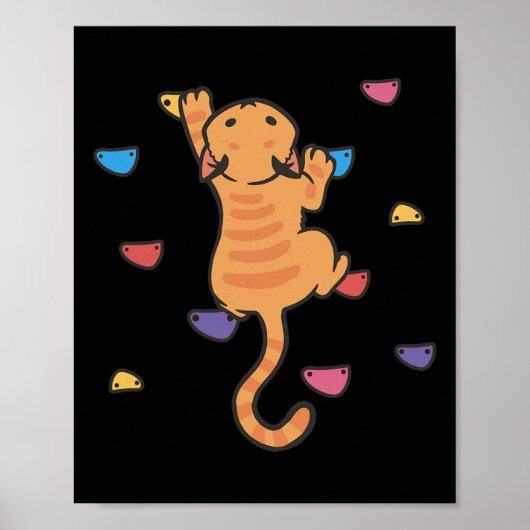 Grappige Kat Klimmer Rots Klimmen Schattig Boulder Poster (Voorkant)