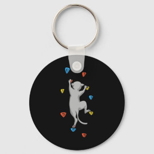 Grappige Kat Klimmer Rotsklimmen Cadeau Voor Manne Sleutelhanger