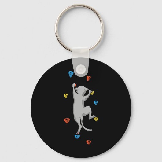 Grappige Kat Klimmer Rotsklimmen Cadeau Voor Manne Sleutelhanger (Voorkant)