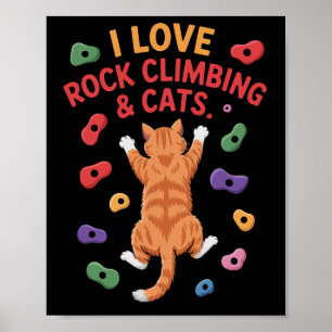 Grappige kat klimt aan binnenmuur voor avontuur  poster