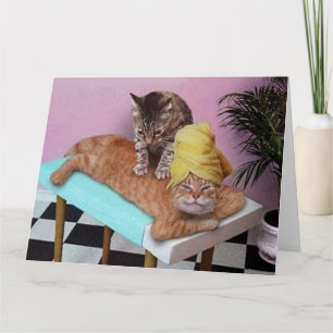 Grappige Kat Kneed Massage Verjaardag Groot Kaart