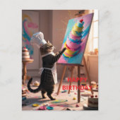 Grappige Kat Koek Verjaardagskaart Briefkaart (Voorkant)