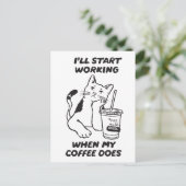 Grappige kat koffie liefhebber kaart (Staand voorkant)