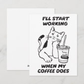 Grappige kat koffie liefhebber kaart (Voorkant / Achterkant)
