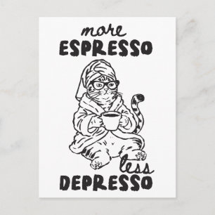 Grappige Kat Koffie Meer Espresso Minder Depresso Briefkaart