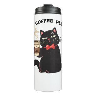 Grappige kat koffie ontwerp– “Meer koffie alstubli Thermosbeker