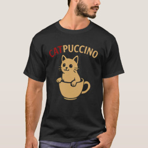 Grappige Kat Koffie Schattige Cappuccino Dier Caff T-shirt
