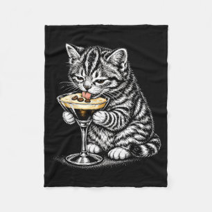 Grappige Kat Koffie Staart Zwarte Inkt Kitten Kuns Fleece Deken