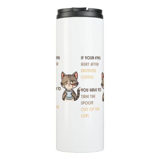 Grappige kat koffiemok thermosbeker (Achterkant)