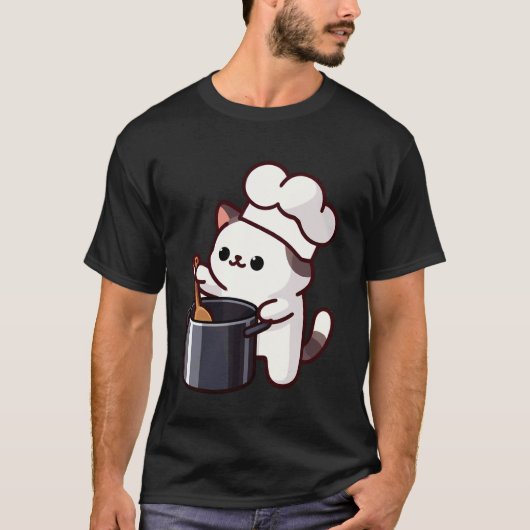 Grappige Kat Koken Bakken Chef T-shirt (Voorkant)