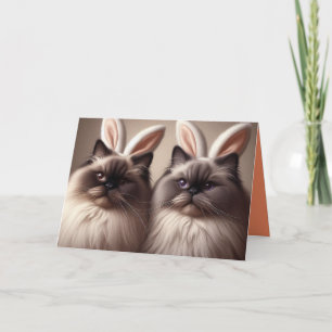 Grappige kat konijn gelukkig Pasen Kaart