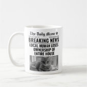 Grappige kat krant Breaking News Foto Koffiemok (Links)