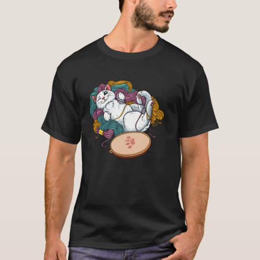 Grappige Kat Kruissteek T-shirt (Voorkant)