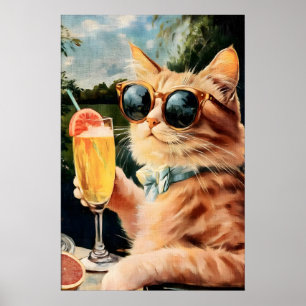 Grappige kat kunstprint feliene country club poste poster