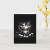 Grappige kat kunstprint  kaart (Gele Bloem)
