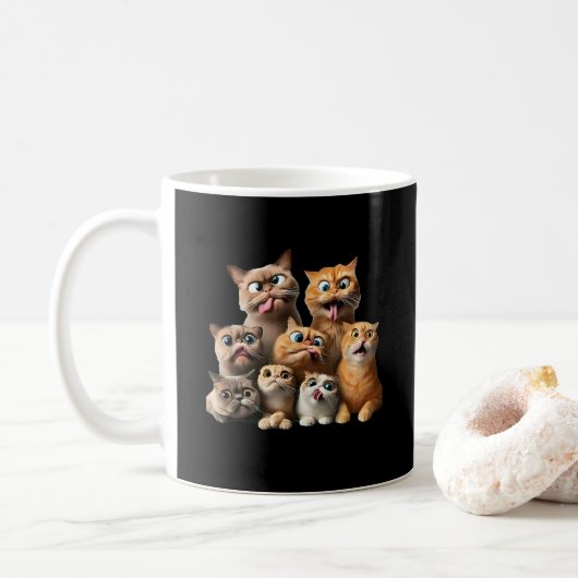 Grappige kat kunstprint koffiemok (Met donut)
