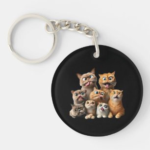 Grappige kat kunstprint sleutelhanger