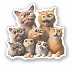 Grappige kat kunstprint sticker