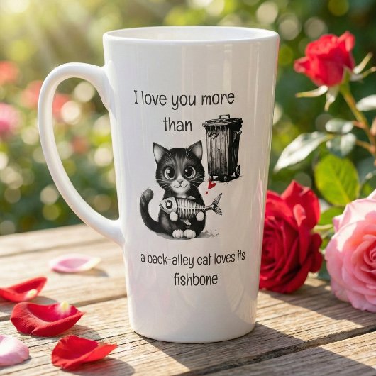 Grappige kat latte mok – Valentijnsdag visgraat wo