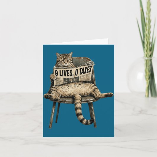Grappige kat leeft belasting humor illustratie kaart (Voorkant)