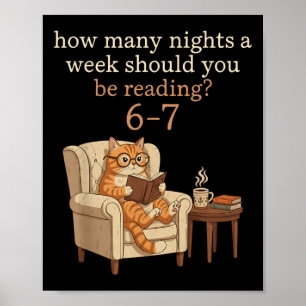Grappige Kat Leest 6-7 Meme Engelse Leraar Boek Li Poster